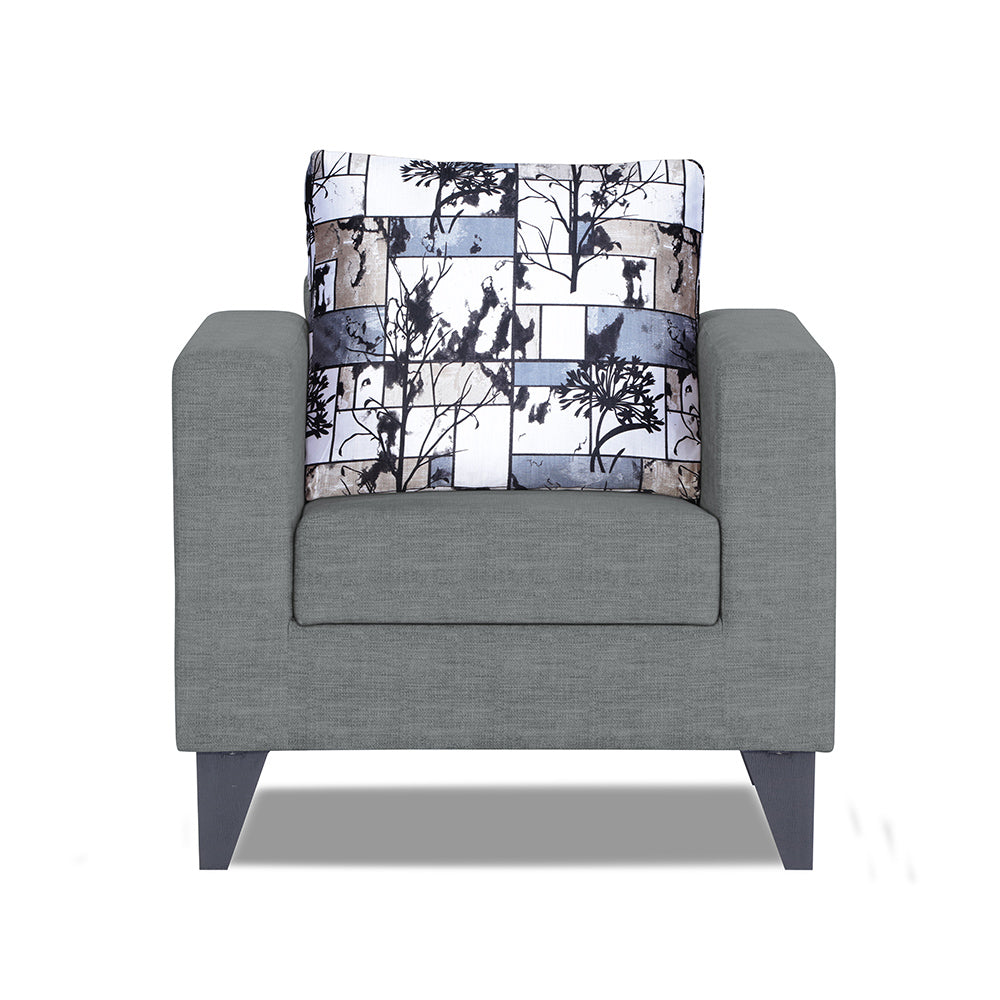 Adorn India Hallton Digitel Print 1 Seater Sofa (Grey) (3 Year Warranty)