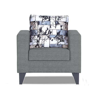 Adorn India Hallton Digitel Print 1 Seater Sofa (Grey) (3 Year Warranty)