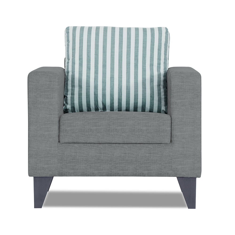 Adorn India Straight Line Plus Stripes 1 Seater Sofa (Grey) (3 Year Warranty)