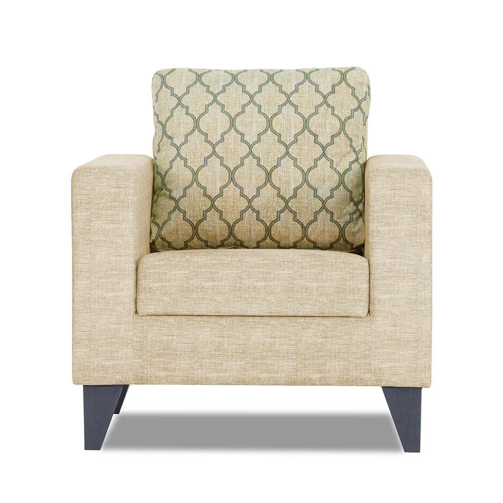 Adorn India Straight line Plus Blossom 1 Seater Sofa (Beige) (3 Year Warranty)