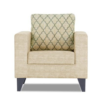 Adorn India Straight line Plus Blossom 1 Seater Sofa (Beige) (3 Year Warranty)