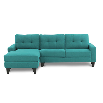 Adorn India Midas L Shape 6 Seater Sofa Set Left Hand Side (Aqua Blue) (3 Year Warranty)