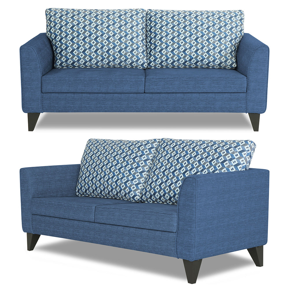 Adorn India Tornado Bricks 3+2 5 Seater Sofa Set with Centre Table (Blue)