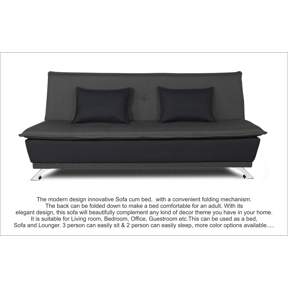 Adorn India Exclusive Two Tone Arden 4 Seater Wood Sofa Cum Bed 4 x 6 (Dark Grey & Black)