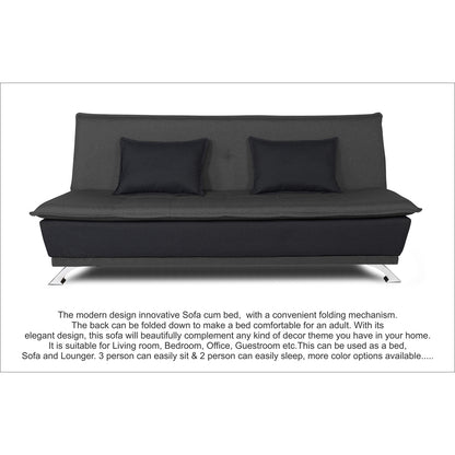 Adorn India Exclusive Two Tone Arden 4 Seater Wood Sofa Cum Bed 4 x 6 (Dark Grey & Black)