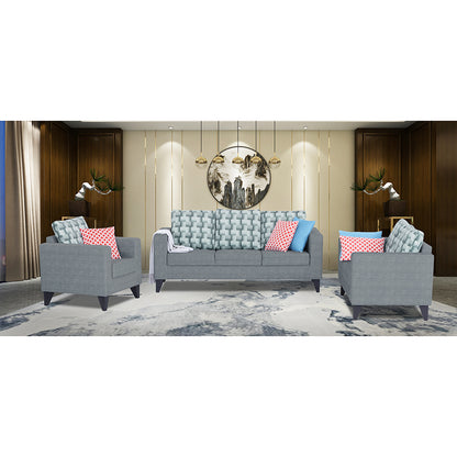 Adorn India Straight line Plus Bricks 3+2+1 6 Seater Sofa Set (Grey) (3 Year Warranty)