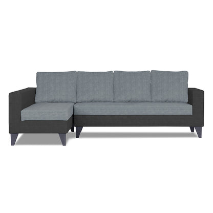Adorn India Beetle Plus Leaf L Shape 6 Seater Sofa Set (Left Hand Side)(Black & Grey) (3 Year Warranty)