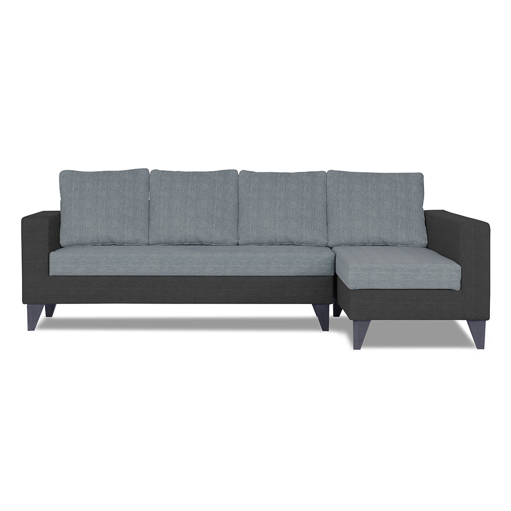 Adorn India Beetle Plus Leaf L Shape 6 Seater Sofa Set (Right Hand Side)(Black & Grey) (3 Year Warranty)