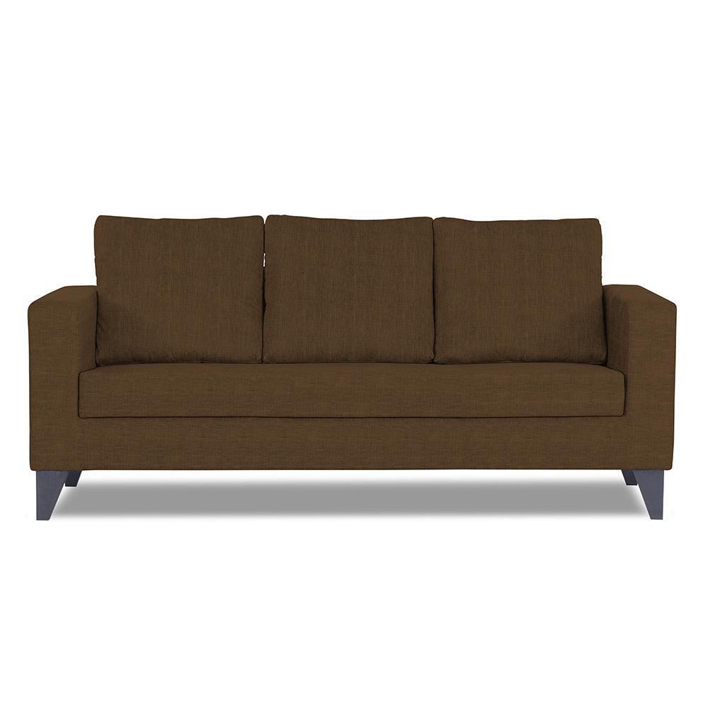 Adorn India Wood Hallton Plain 3 Seater Sofa (Brown) (3 Year Warranty)