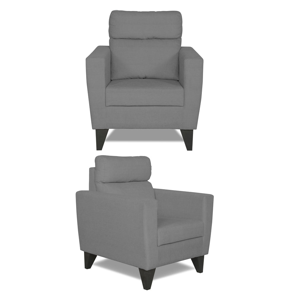 Adorn India Cardello 1 Seater Sofa (Grey) (3 Year Warranty)