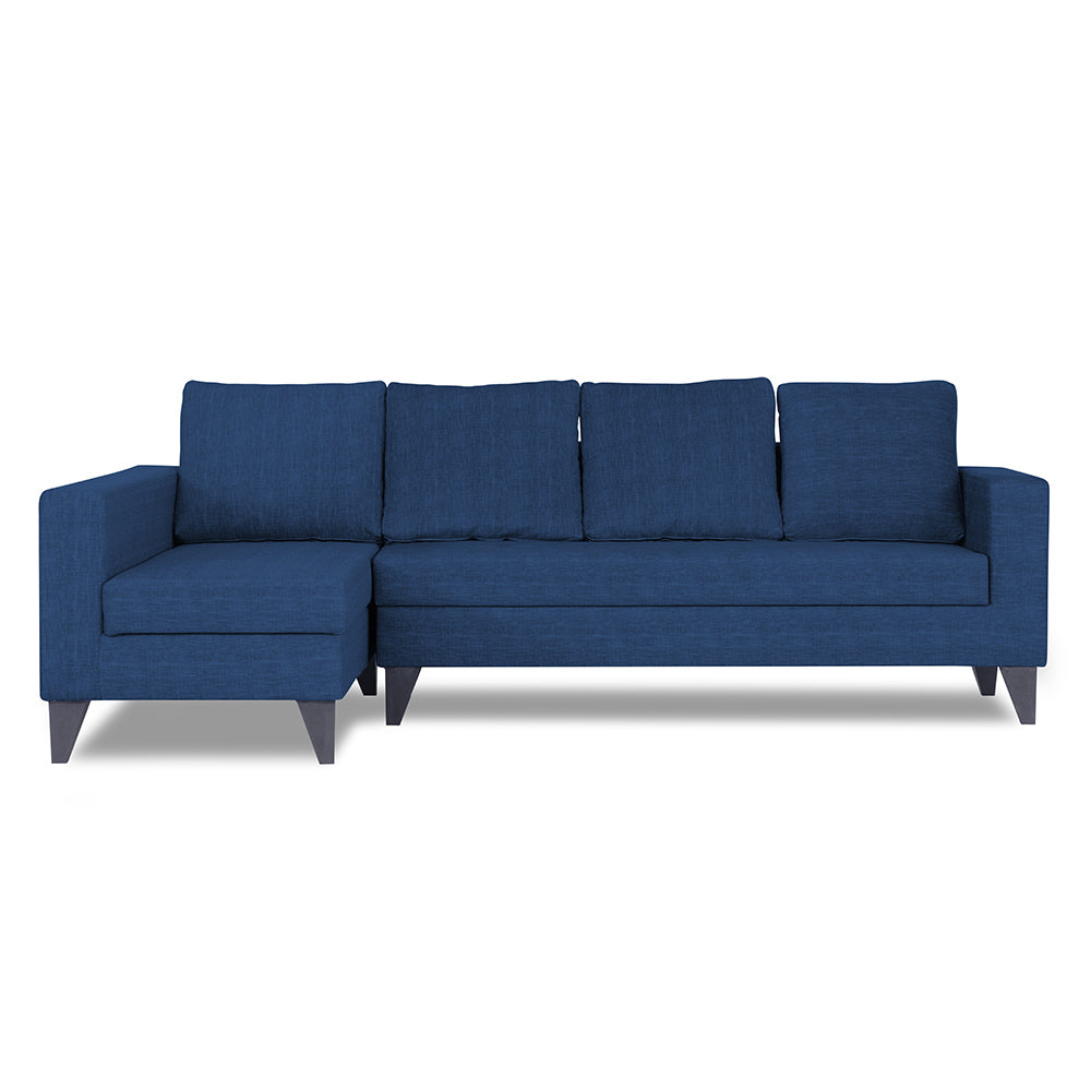 Adorn India Beetle Plus Stripes L Shape 6 Seater Sofa Set (Left Hand Side) (Blue) (3 Year Warranty)