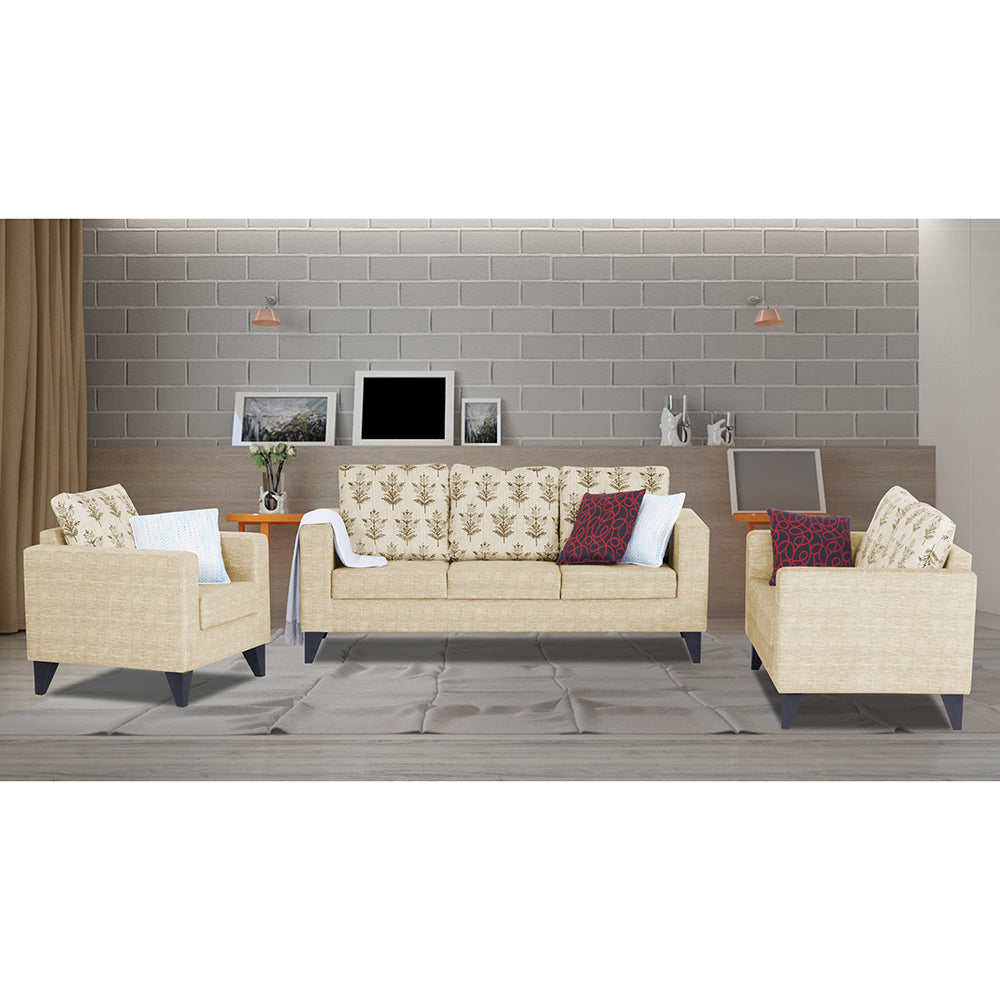 Adorn India Straight line Plus Leaf 3+2+1 6 Seater Sofa Set (Beige) (3 Year Warranty)