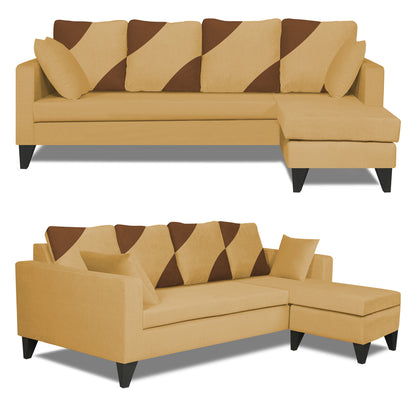 Adorn India Denver L Shape 5 Seater Sofa Set RHS (Beige) (3 Year Warranty)