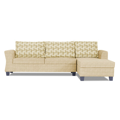 Adorn India Valencia Plus Bricks L Shape 6 Seater Sofa Set (Right Hand Side) (Beige)