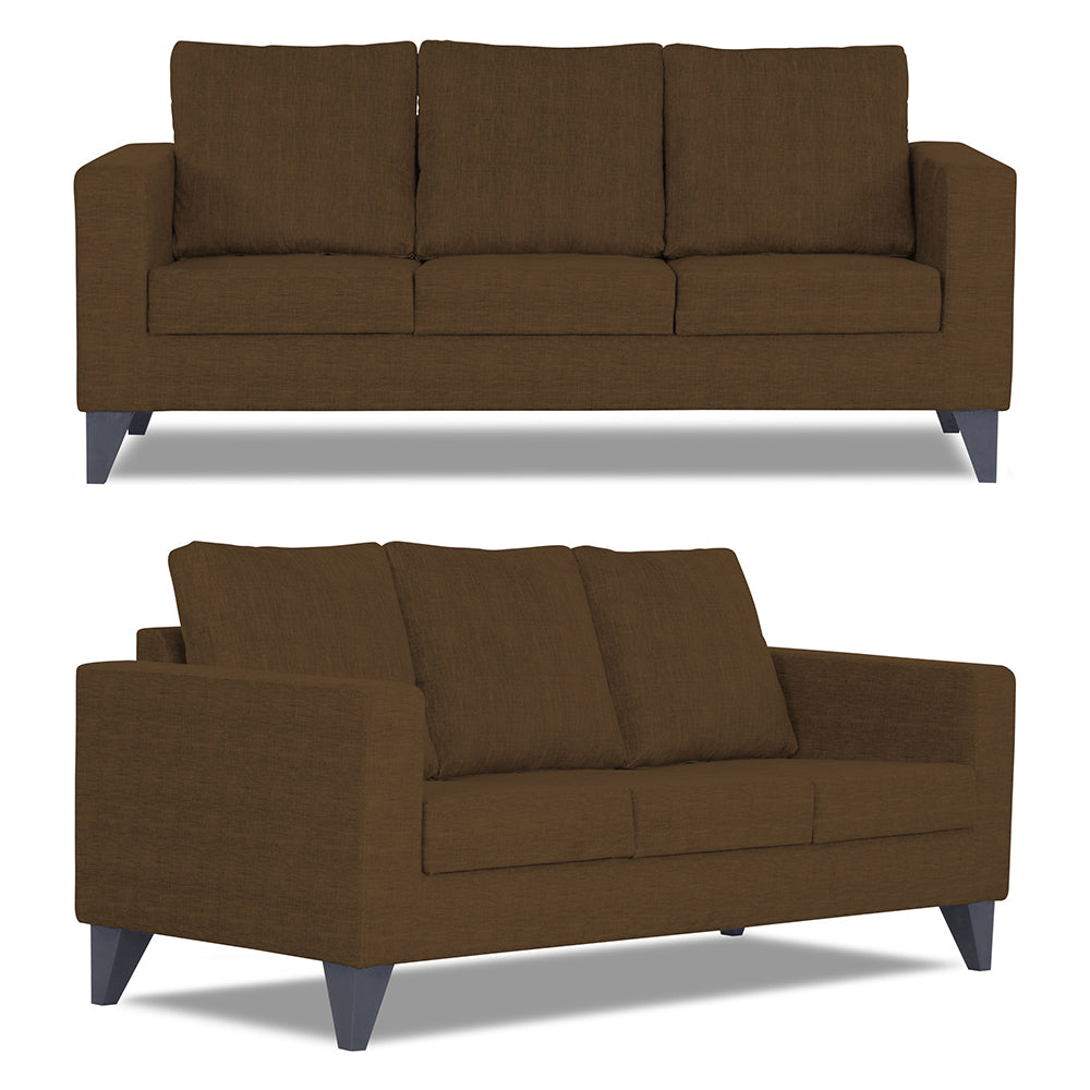 Adorn India Straight Line Plus Decent 3+1+1 5 Seater Sofa Set (Brown) (3 Year Warranty)