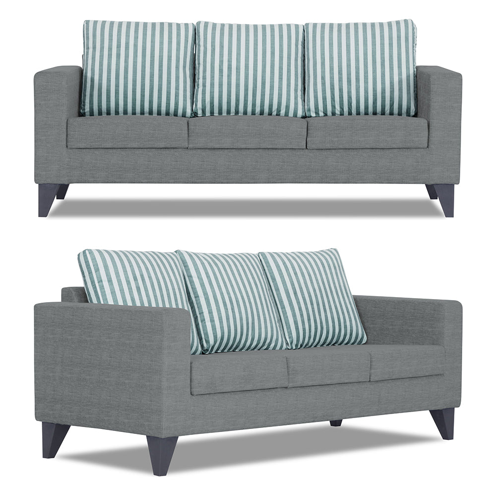Adorn India Straight Line Plus Stripes 3+2+1 6 Seater Sofa Set (Grey) (3 Year Warranty)