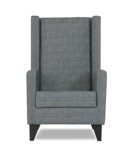 Adorn India Christopher 1 Seater Wing Chair Decent with Puffy (Grey)
