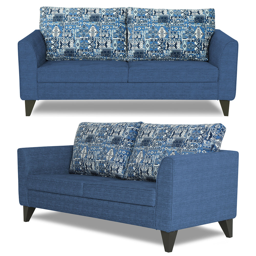 Adorn India Sheldon Crafty 3+1+1 5 Seater Sofa Set with Centre Table (Blue)