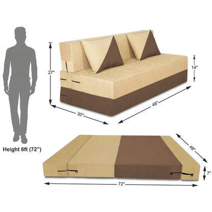 Adorn India Easy Desmond 2 Seater Sofa Cum Bed 4 X 6 (Brown & Beige) (1 Year Warranty)