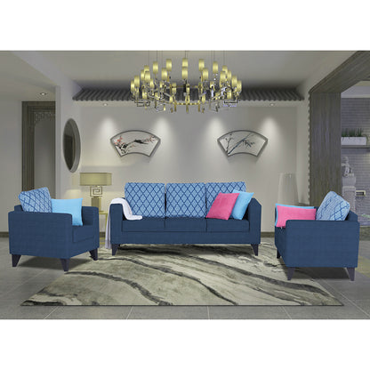 Adorn India Straight line Plus Blossom 3+2+1 6 Seater Sofa Set (Blue) (3 Year Warranty)