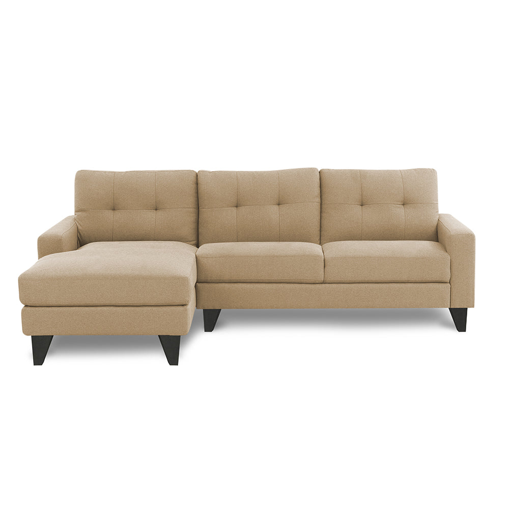 Adorn India Midas L Shape 6 Seater Sofa Set Left Hand Side (Beige) (3 Year Warranty)