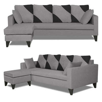 Adorn India Denver L Shape 5 Seater Sofa Set LHS (Grey) (3 Year Warranty)