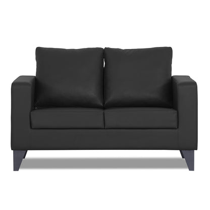 Adorn India Straight line Plus Leatherette 2 Seater Sofa (Black) (3 Year Warranty)