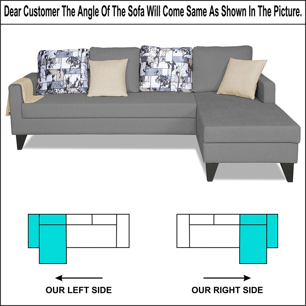 Adorn India Hallton L Shape 5 Seater Sofa Set Digitel Print (Right Hand Side) (Grey) (3 Year Warranty)