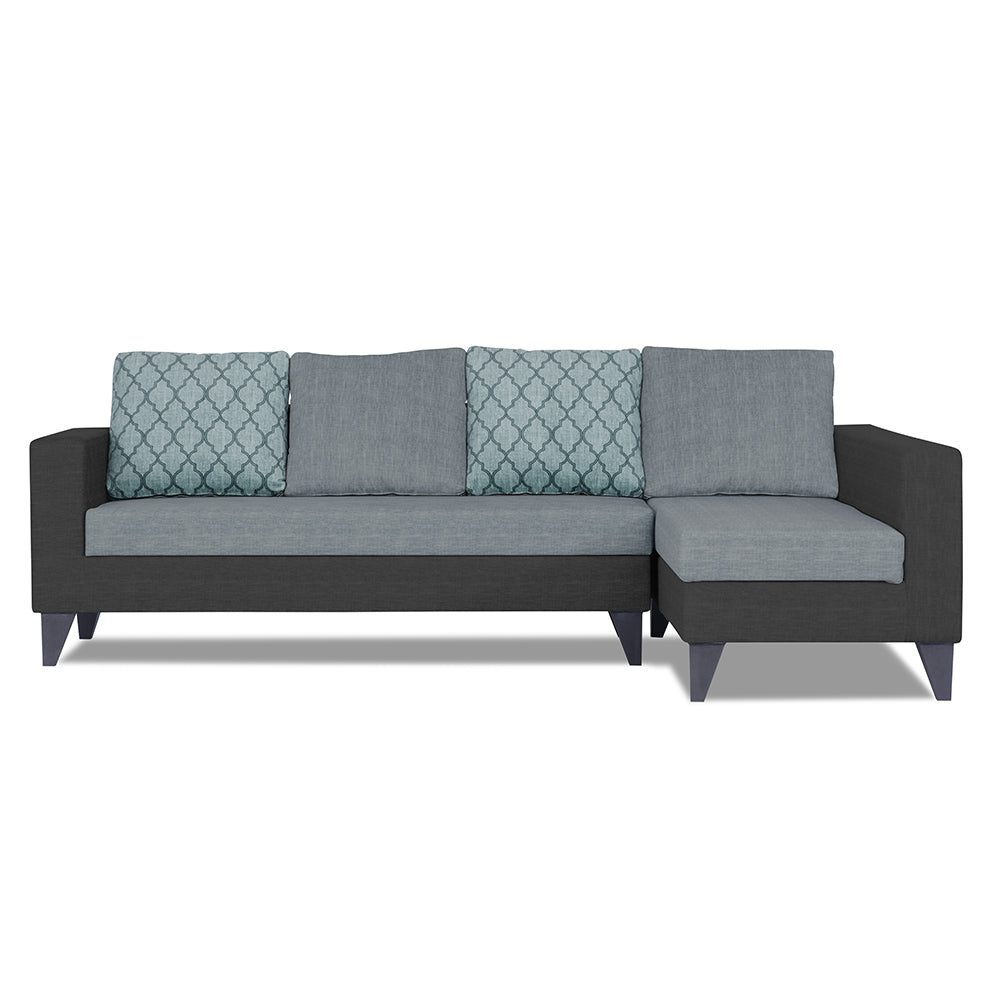 Adorn India Beetle Plus Blossom L Shape 6 Seater Sofa Set (Right Hand Side)(Black & Grey) (3 Year Warranty)