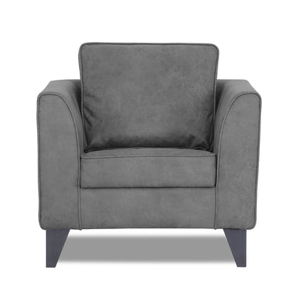 Adorn India Enzo Decent Premium Leatherette Suede 1 Seater Sofa (Grey)