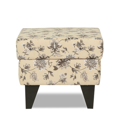 Adorn India Christopher 1 Seater Wing Chair Floral Print with Puffy (Beige)