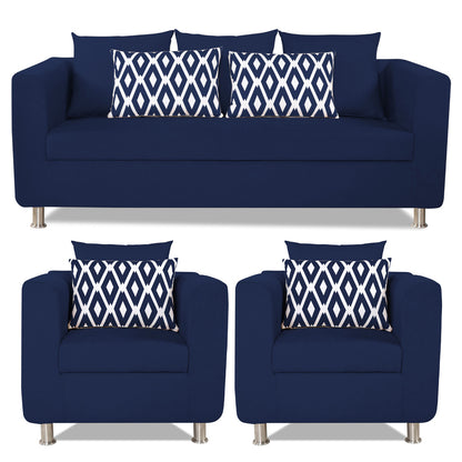 Adorn India Poland 3-1-1 Five Seater Sofa Set (Blue)