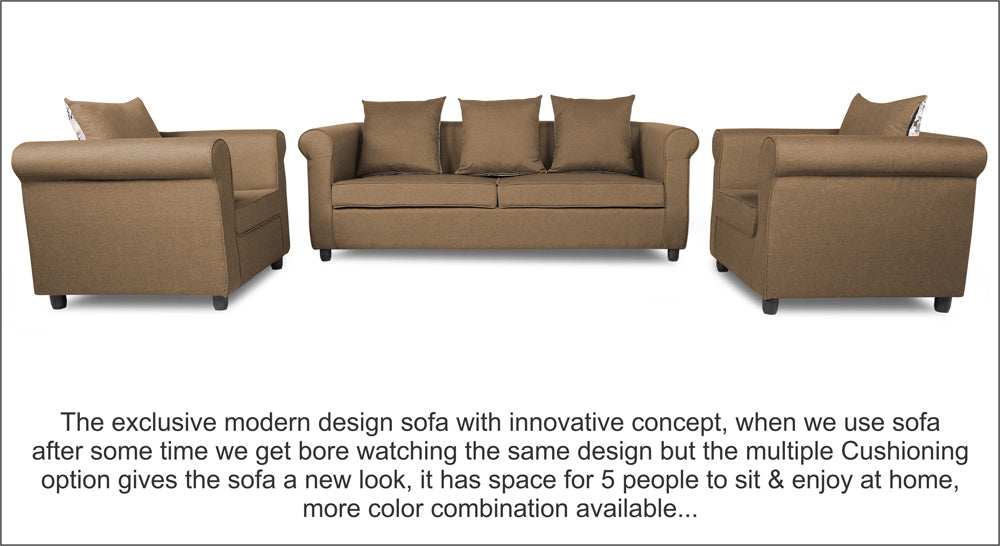 Adorn India Magnum 3-1-1 Sofa Set (New Camel)