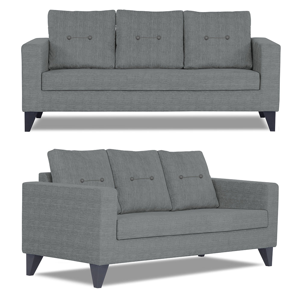 Adorn India Hallton Tufted 3-2-1 Six Seater Sofa Set (Grey) (3 Year Warranty)