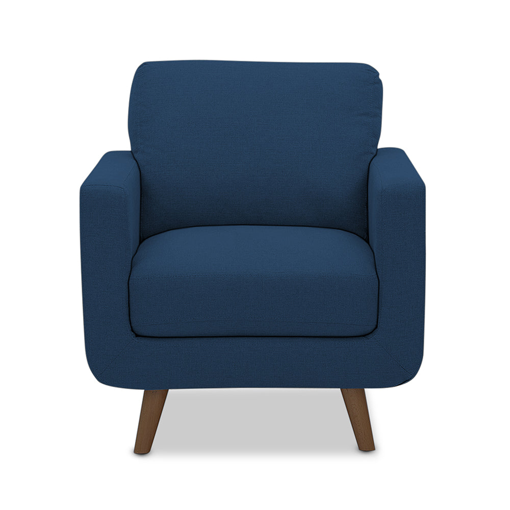 Adorn India Damian 1 Seater Sofa (Blue) (3 Year Warranty)