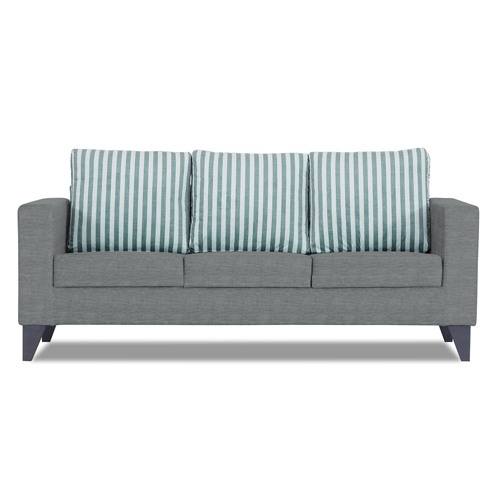 Adorn India Straight Line Plus Stripes 3 Seater Sofa (Grey) (3 Year Warranty)