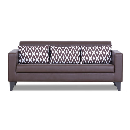 Adorn India Bladen Leatherette 3 Seater Sofa (Brown)