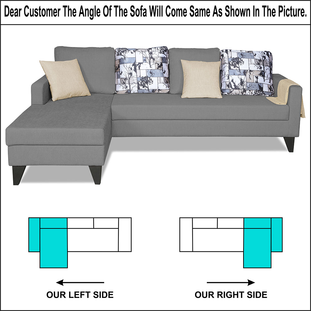 Adorn India Hallton L Shape 5 Seater Sofa Set Digitel Print (Left Hand Side) (Grey) (3 Year Warranty)