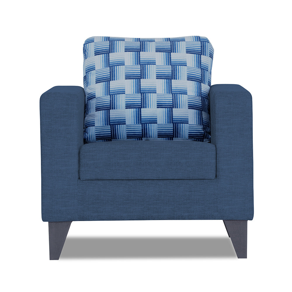Adorn India Straight line Plus Bricks 1 Seater Sofa (Blue) (3 Year Warranty)