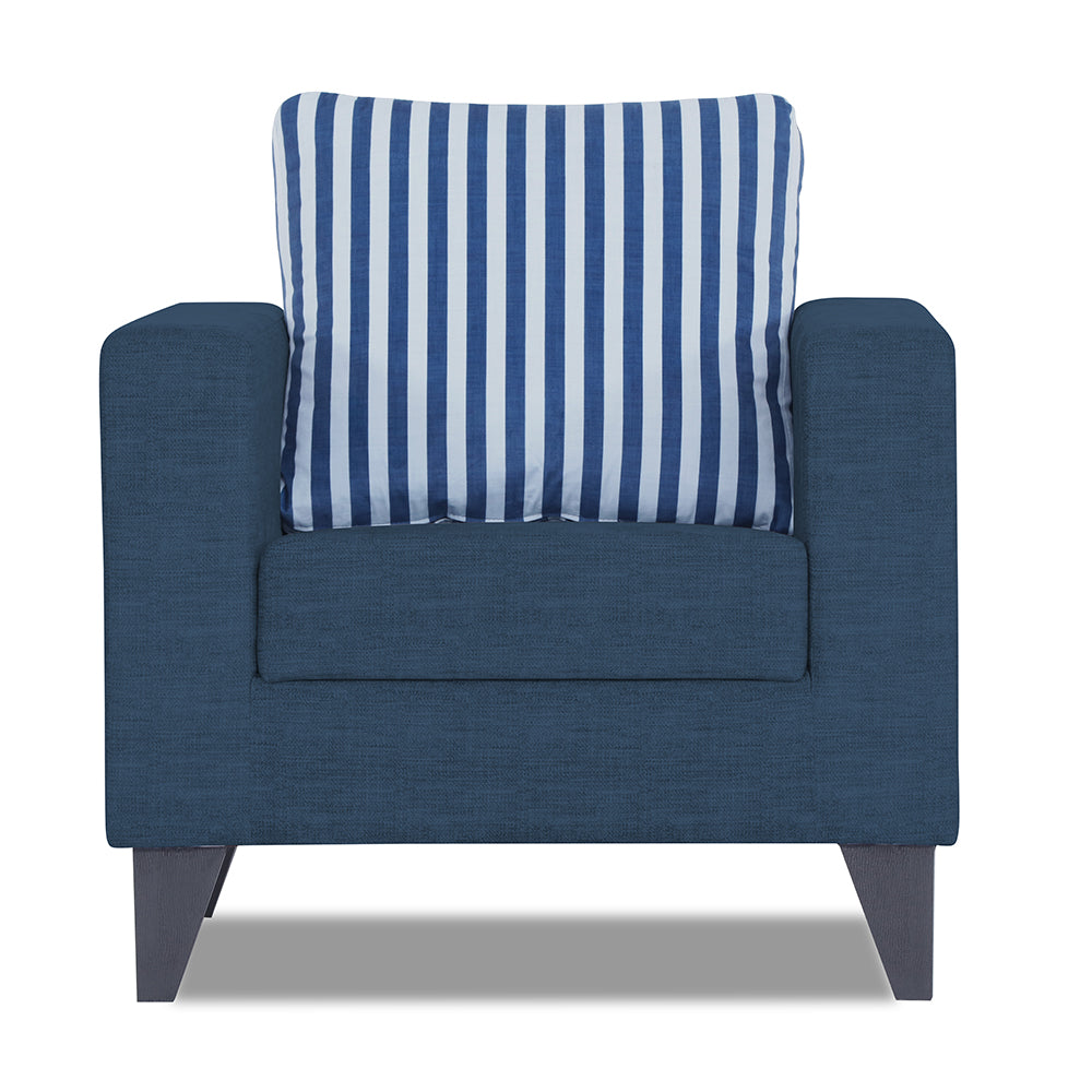 Adorn India Straight Line Plus Stripes 1 Seater Sofa (Blue) (3 Year Warranty)