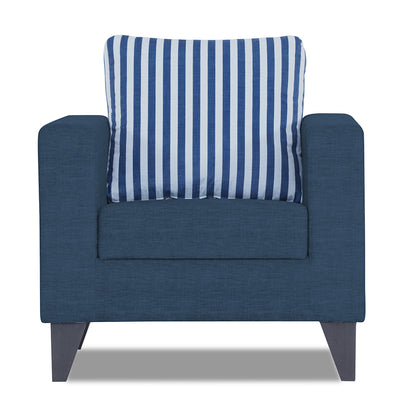 Adorn India Straight Line Plus Stripes 1 Seater Sofa (Blue) (3 Year Warranty)