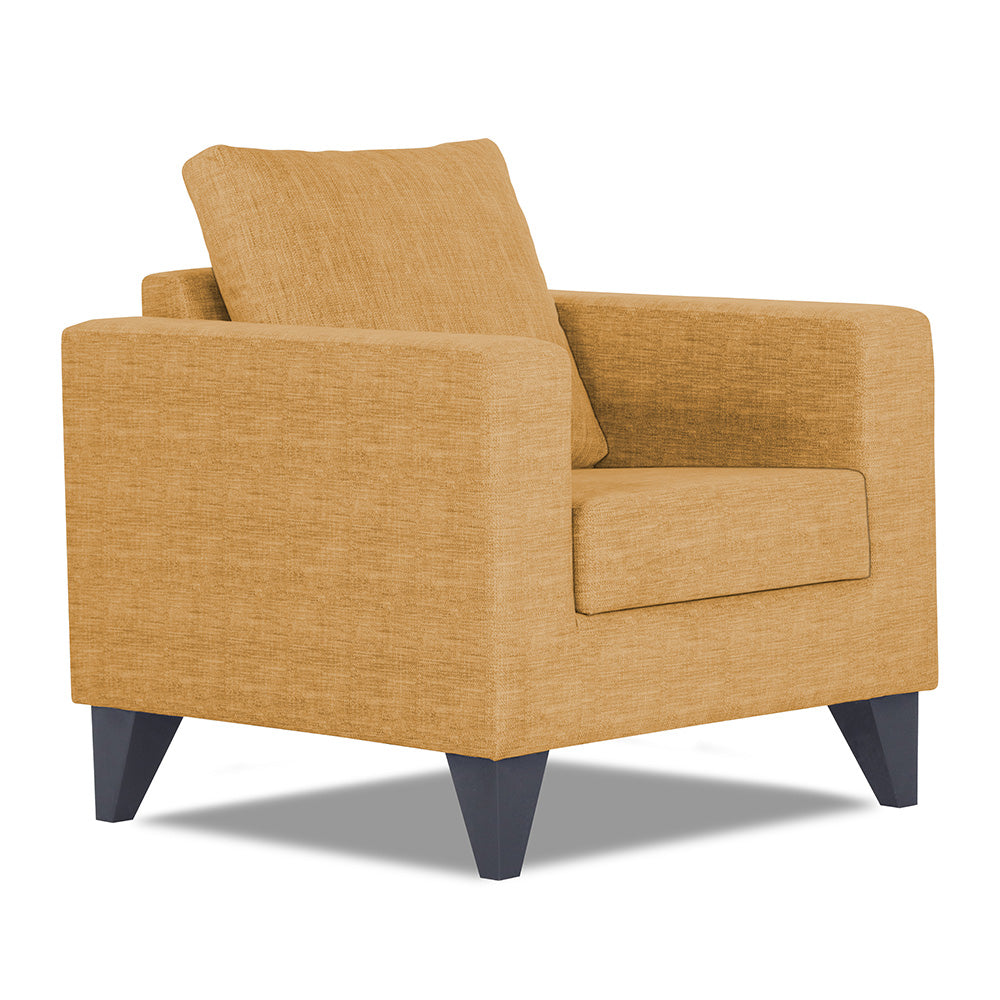 Adorn India Hallton Plain 1 Seater Sofa (Beige) (3 Year Warranty)