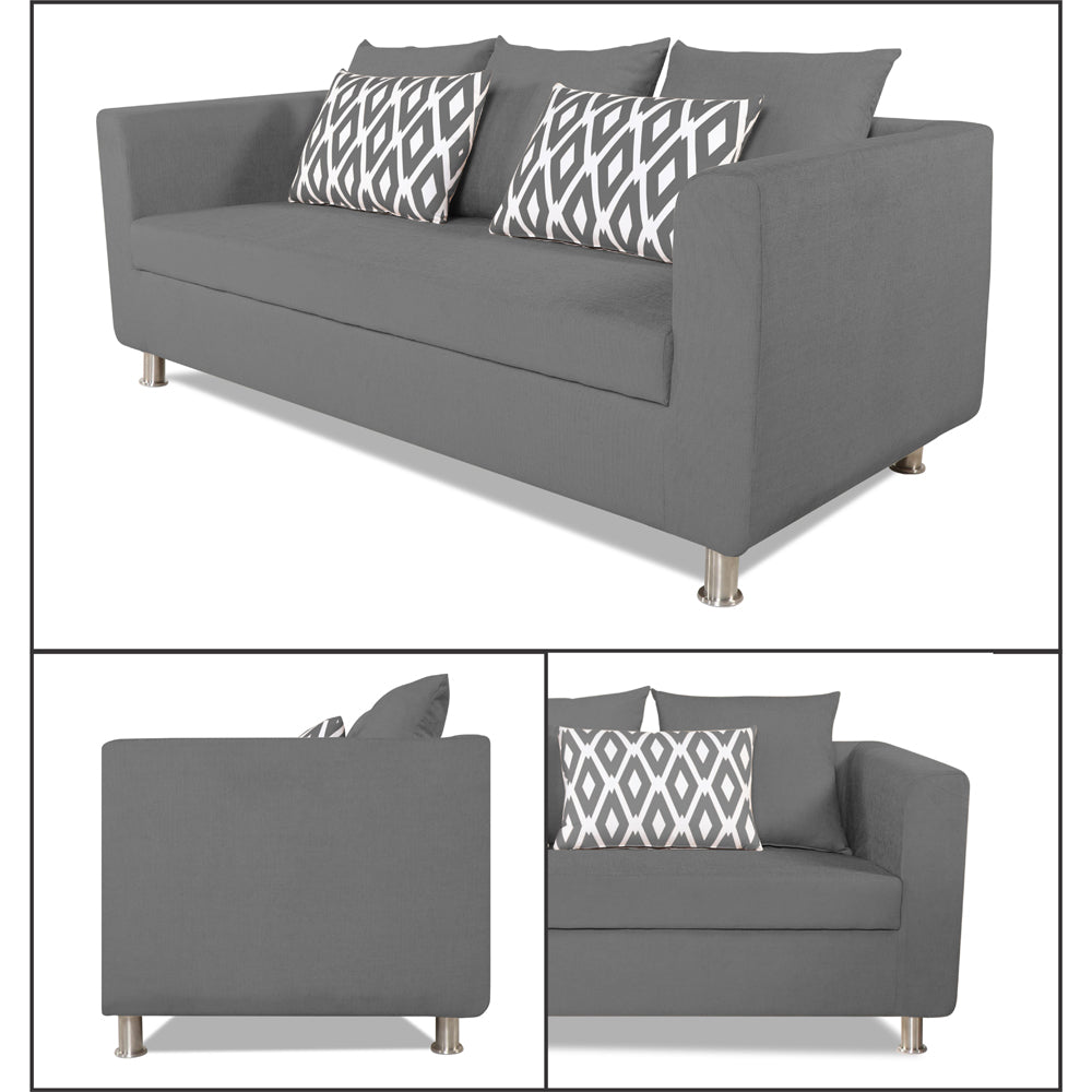 Adorn India Poland 3-1-1 Five Seater Sofa Set (Grey)
