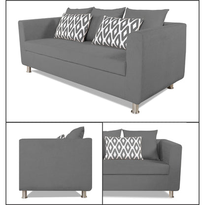 Adorn India Poland 3-1-1 Five Seater Sofa Set (Grey)
