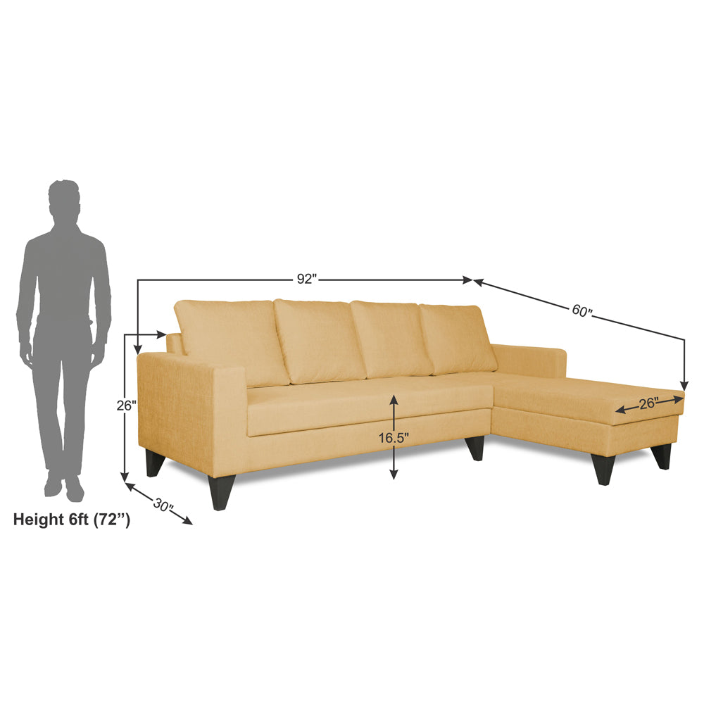 Adorn India Hallton Plain L Shape 6 Seater Sofa Set RHS (Beige) (3 Year Warranty)