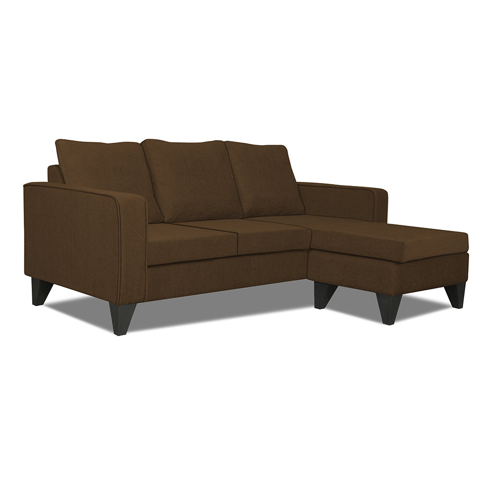 Adorn India Chandler L Shape 4 Seater Sofa Set Plain (Right Hand Side) (Brown)