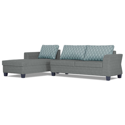 Adorn India Valencia Plus L Shape 6 Seater Sofa Set Blossom (Left Hand Side) (Grey)