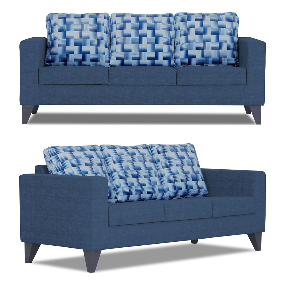 Adorn India Straight line Plus Bricks 3+2+1 6 Seater Sofa Set (Blue) (3 Year Warranty)