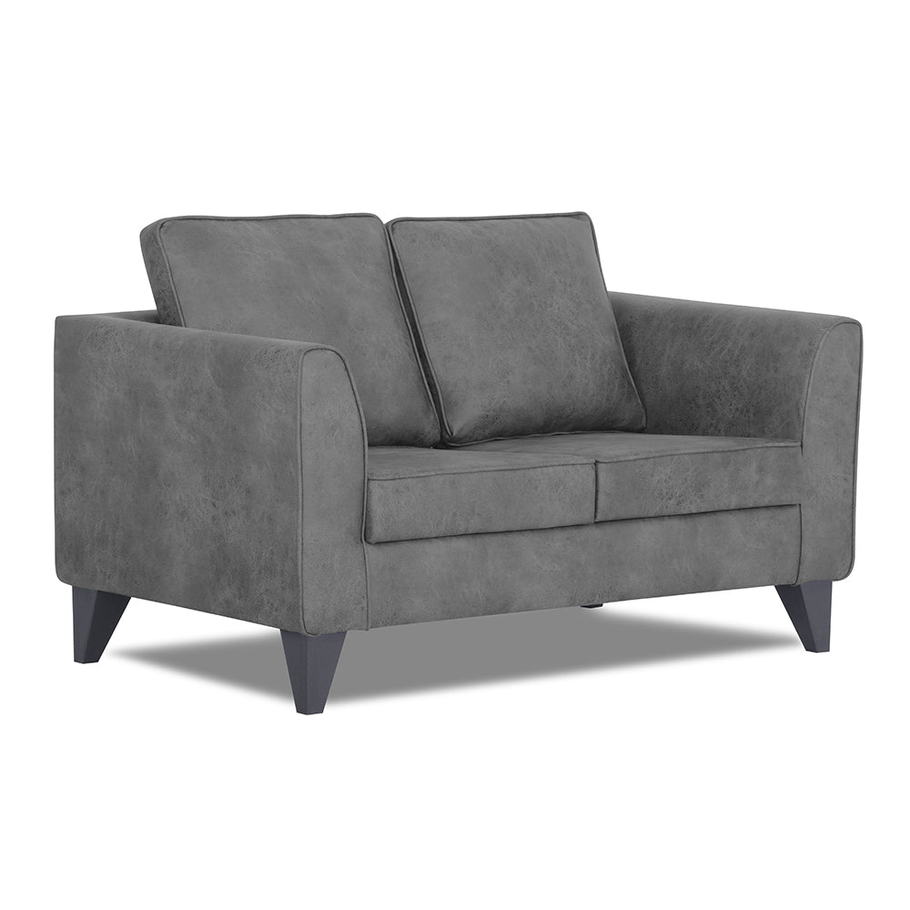 Adorn India Enzo Decent Premium Leatherette Suede 2 Seater Sofa (Grey)