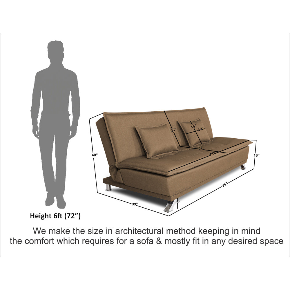 Adorn India Arden 4 Seater Sofa Cum Bed 4 x 6 (Camel) (3 Year Warranty)